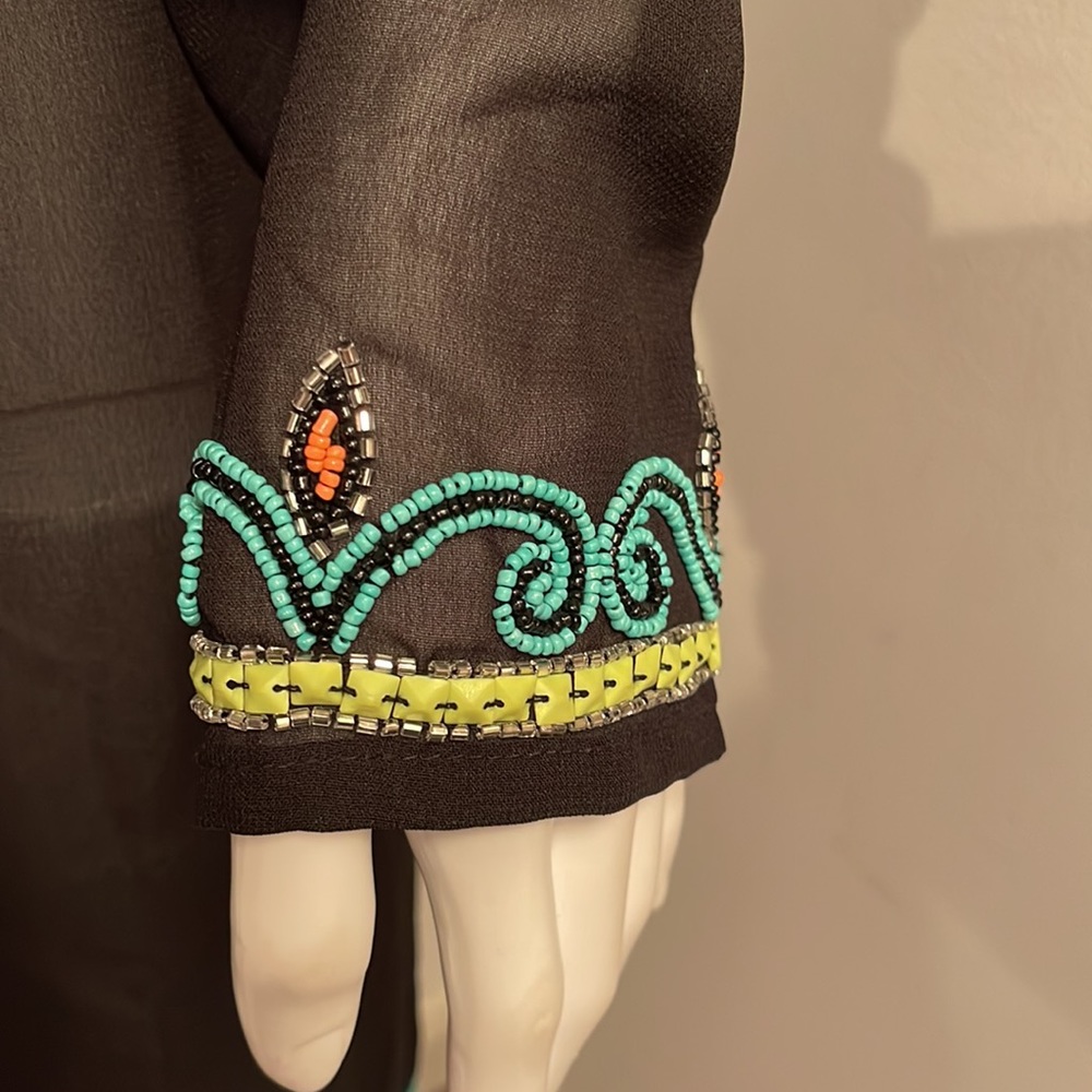 Flint & Moss Coverup Large Black Colorful Beaded - image 3